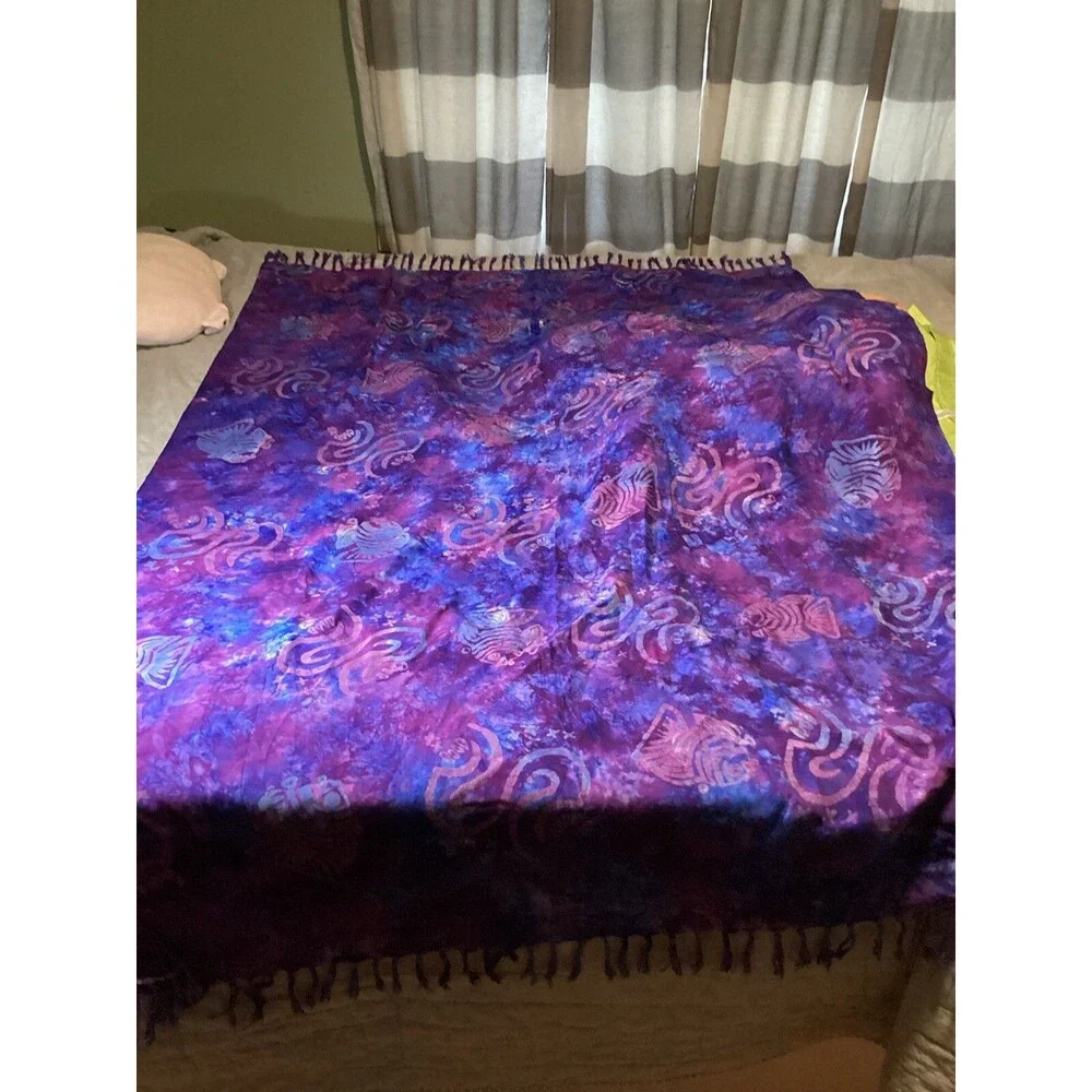 Flaming Pearl Inc. Indonesian Purple/Blue Tapestry, Mystical, Geometric Pattern